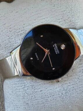 Embassy by Gruen Women Watch Diamond Silver Toned Quartz Wristwatch Cuff Bracele